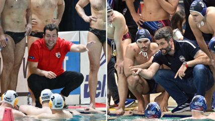 Uroš Stevanović i Aleksandar Šapić na utakmici Radnički Novi Beograd