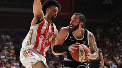 Džordan Nvora i Dvejn Vašington na meču Crvena zvezda - Partizan