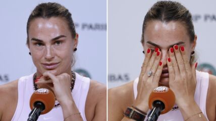 Arina Sabalenka pokriva lice na konferenciji za novinare.jpg
