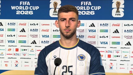 Jovo Lukić daje izjavu posle meča BiH - Švajcarska.