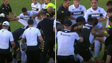 Opšta tuča na utakmici Partizan Neftči