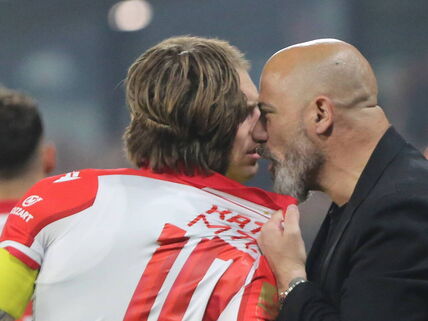 Fudbaler Crvene zvezde Aleksandar Katai i trener Dejan Stanković.