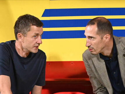 Trener Partizana Saša Ilić i sportski direktor Partizana Radosav Petrović.