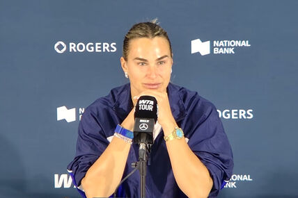 Arina Sabalenka na konferenciji za medije.