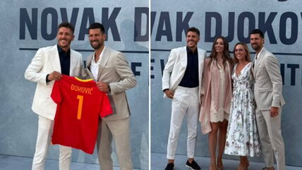 Stevan Jovetić i Novak Đoković na prmociji dokumentarca