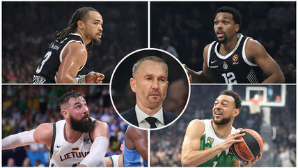 Tomas Masiulis, Karsen Edvards, Jonas Valančijunas, Sterling Braun i Najdžel Vilijmas-Gos