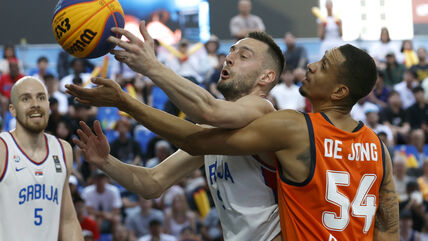 Marko Branković u prodoru na meču Srbija Holandija u basketu 3x3