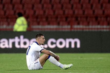 Sergej Milinković-Savić sedi na travi u belom dresu Srbije.
