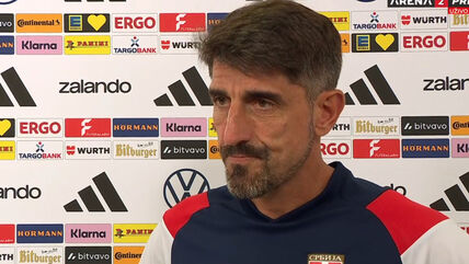 Veljko Paunović daje izjavu posle Srbija Nemačka