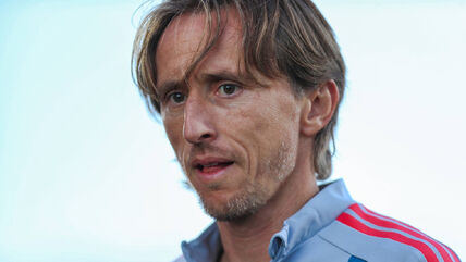 Luka Modrić na zagrevanju pred meč Hrvatska Engleska
