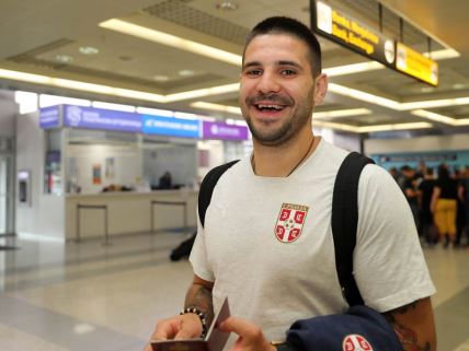 ALEKSANDAR MITROVIC odlazak fudbalske reprezentacije Srbije u Ukrajinu aerodrom Nikola Tesla Surcin, Beograd 05.06.2019. godine Foto: MN PRESS Fudbal, Srbija