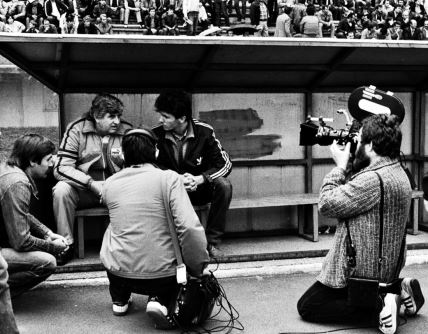 Trener Crvene zvezde Gojko Zec i novinar Radio-televizije Beograd Duško Korać (16.05.1984.)