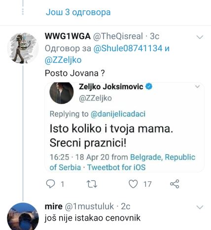 Željko Joksimović vređa na Tviteru