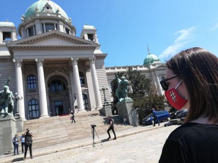 Beograd - Protest - Pokret "1 od 5 miliona"  ispred Skupštine