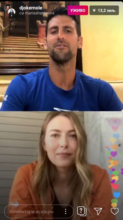 Novak Đoković Marija Šarapova kako su se upoznali večera Instagram live