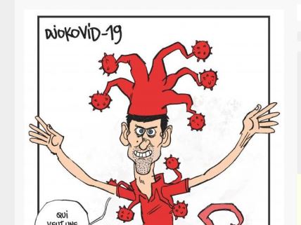 Novak Đoković karikatura L'Ekip Djokovid-19 prozivka karikatura Adria tour, Đoković testiranje