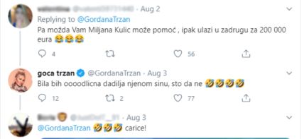 Goca Tržan Miljana Kulić Mogu da budem bebisiterka Miljaninom sinu 