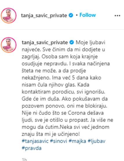 Tanja Savić razvod Muž Dušan Jovančević deca otmica borba za starateljstvo