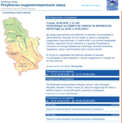 RHMZ upozorenje crveni meteoalarm nepogode