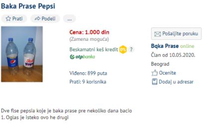 Bake Prase flašice pepsi oglas 