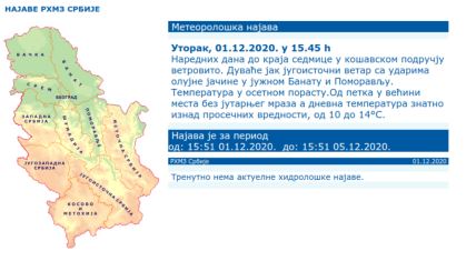 vreme kisa vetar sneg padavine