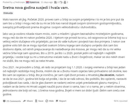 srbija hrvatska srbi hrvati objava izvinjenje boravak solidarnost lepe zelje zahvalnica