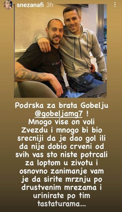 snezana borjan podrska marko gobeljic instagram fk crvena zvezda ac milan