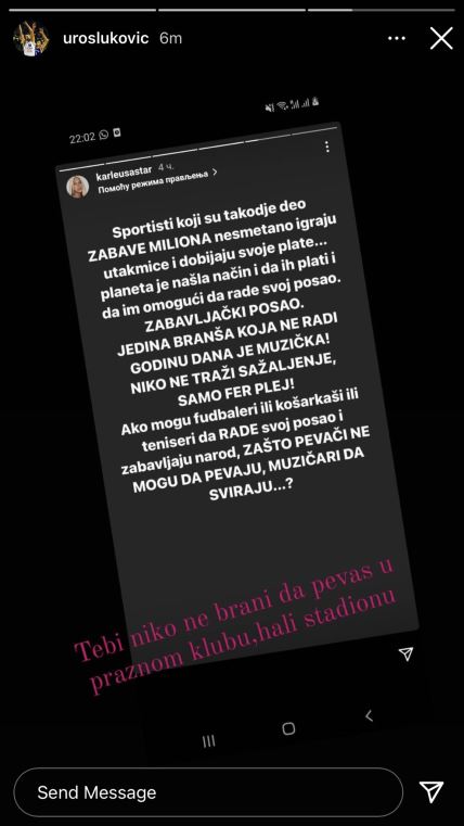 jelena karleusa uros lukovic instagram rasprava prazne hale publika koncerti nastupi