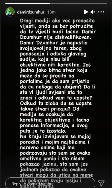 damir dzumhur demant diskvalifikacija pretnja sudija