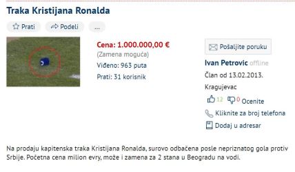 kristijano ronaldo kapitenska traka oglas smesno slike fotomontaza srbija portugal