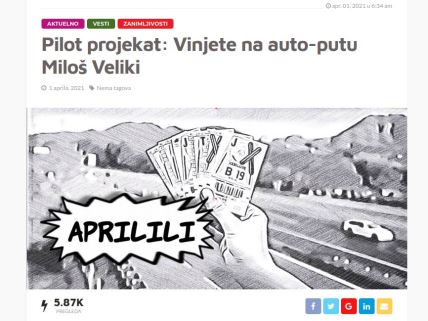 autoput milos veliki naplata putarine promena vinjete