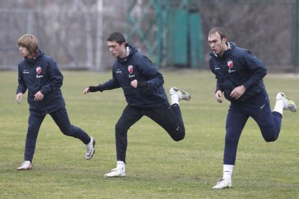 Trening u Zvezdi 2012. godine: Janković, Vesić i Dmitrović.