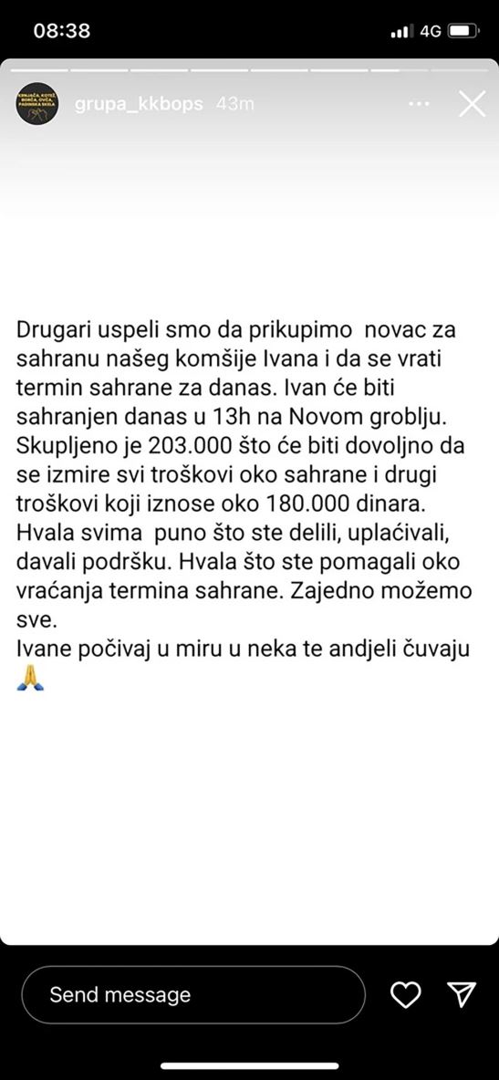 Apel za pomoć na Instagram grupi