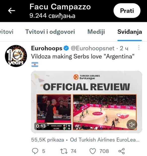 Fakundo Kampaco lajkovao navijače Zvezde