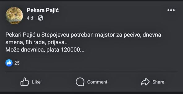 Oglas za posao u pekari