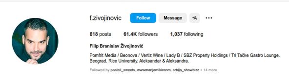 Filip Živojinović Instagram