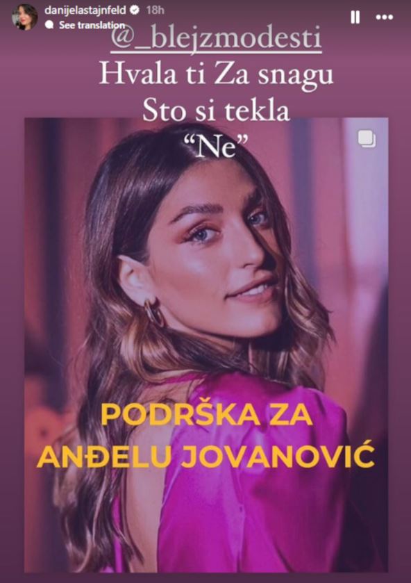 Instagram objava Danijele Štajnfeld