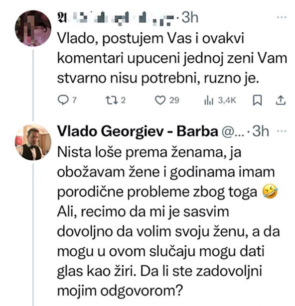 Vlado Georgijev odgovor na komentar