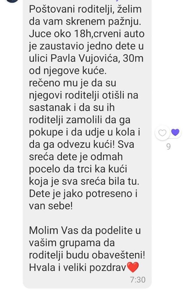 Uznemirujuća poruka se širi Užicem