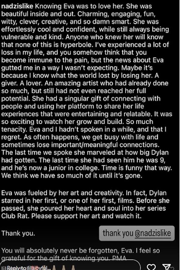 Preminula influensreka Eva Evans u 30. godini