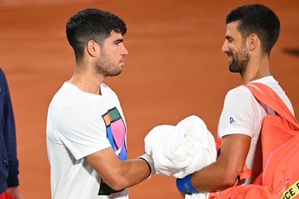 Novak Đoković na treningu u Parizu
