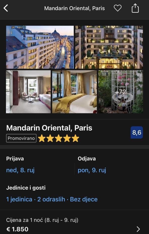 Hotel u Parizu gde je Jelena Karleuša