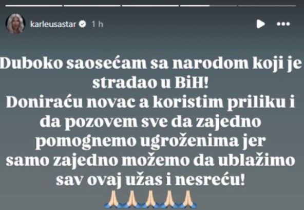 jelena karleuša o poplavama u Bosni i Hercegovini