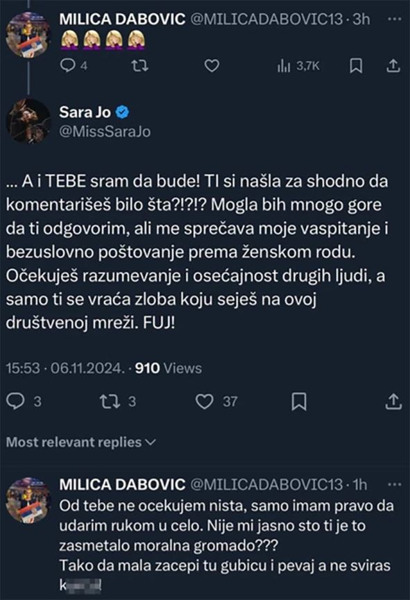 komentari Dabović Milica Sara Jo svađa
