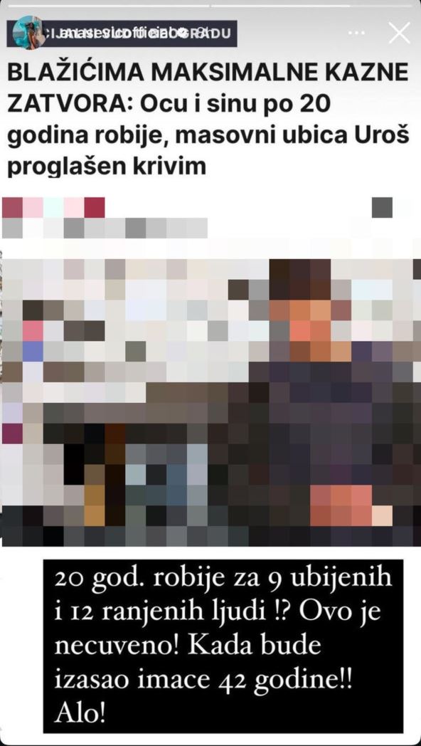 Ana Sević reagovala na presudu Urošu Blažiću