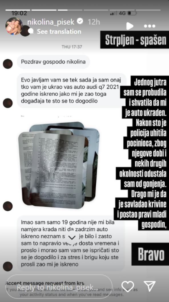 Nikolini Pišek se javio lopov