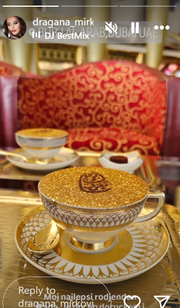 zlatni kapućino Dragana Mikrović u Dubaiju