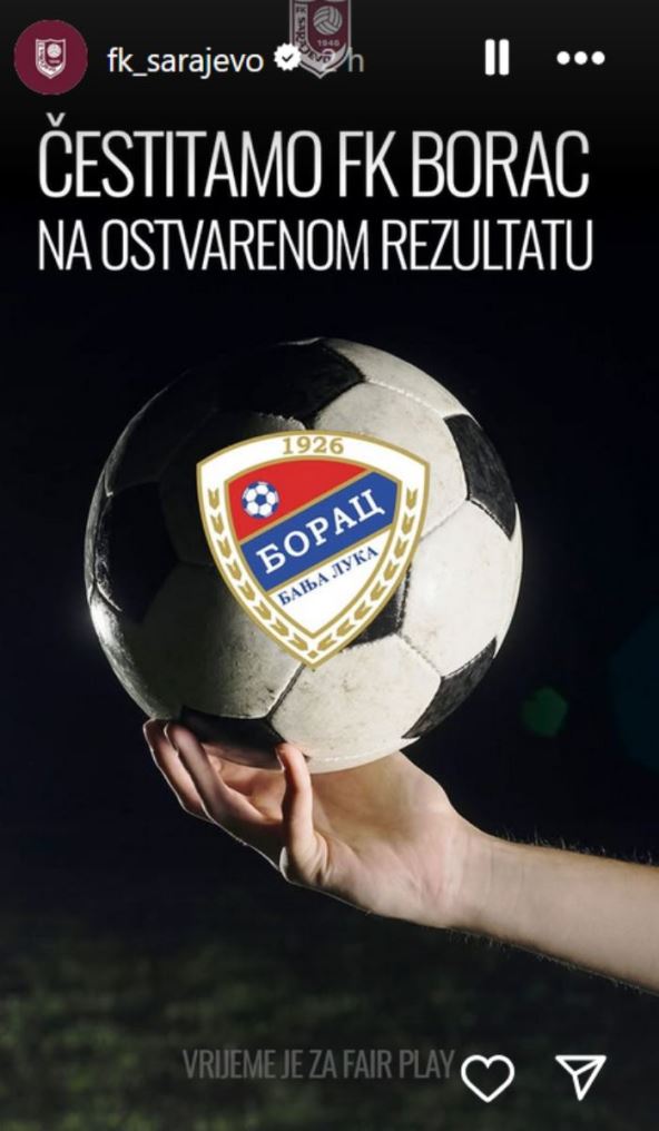 FK Sarajevo čestitao Borcu