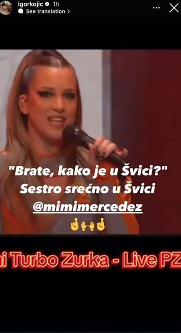 Igor Kojić podržao Mimi Mercees na isntagramu