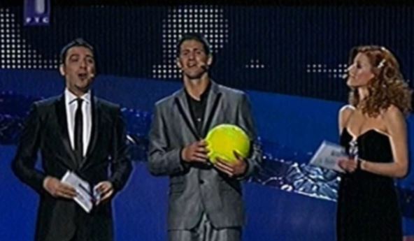 Željko Joksimović, Novak Đoković i Jovana Joksimović na sceni Evrovizije u Beogradu